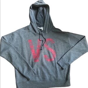 VS Victoria’s Secret Gray Graphic Hoodie Cropped Sweatshirt Soft Fleece S NWT